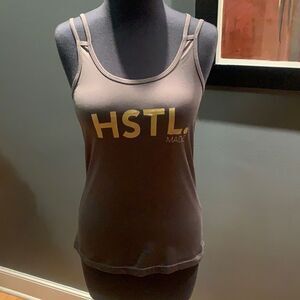 Saxnet Limited deep gray/brown sparkle gold graphic tank, small, new